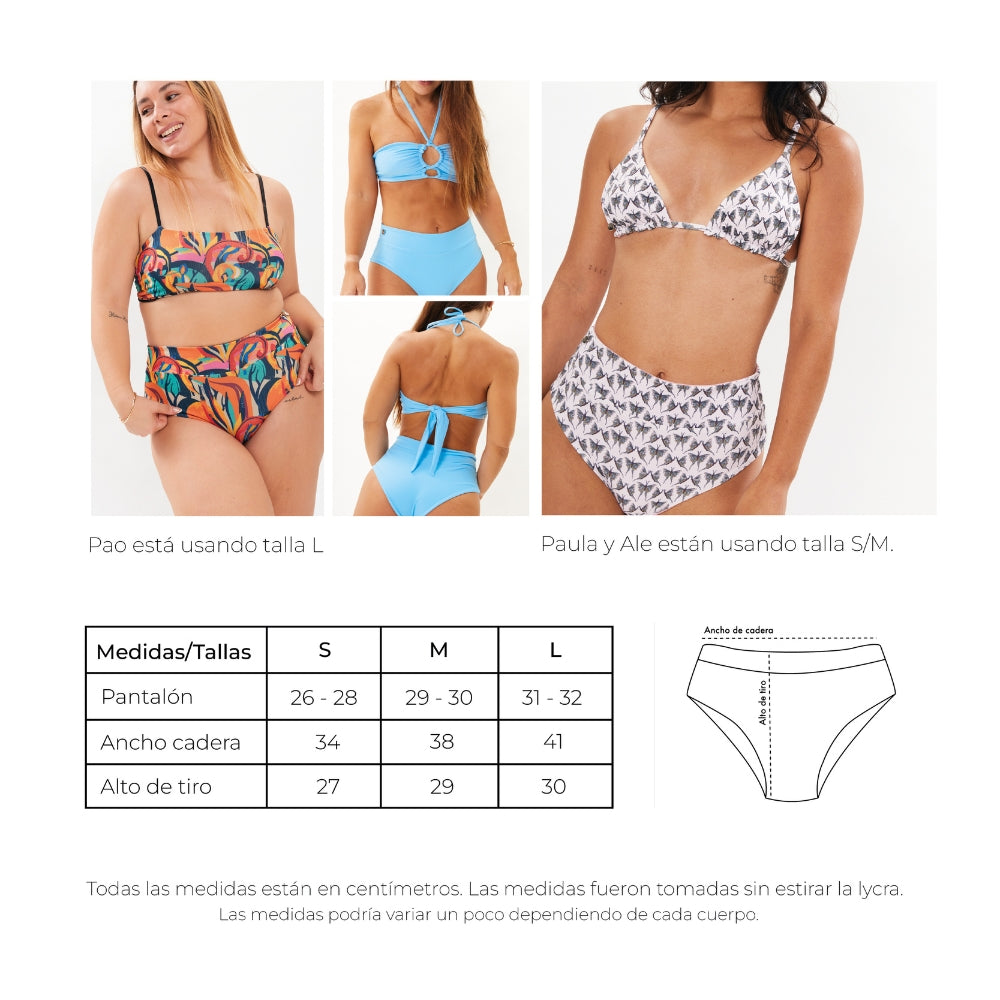 Braguita Bora flores celestes reversible durazno