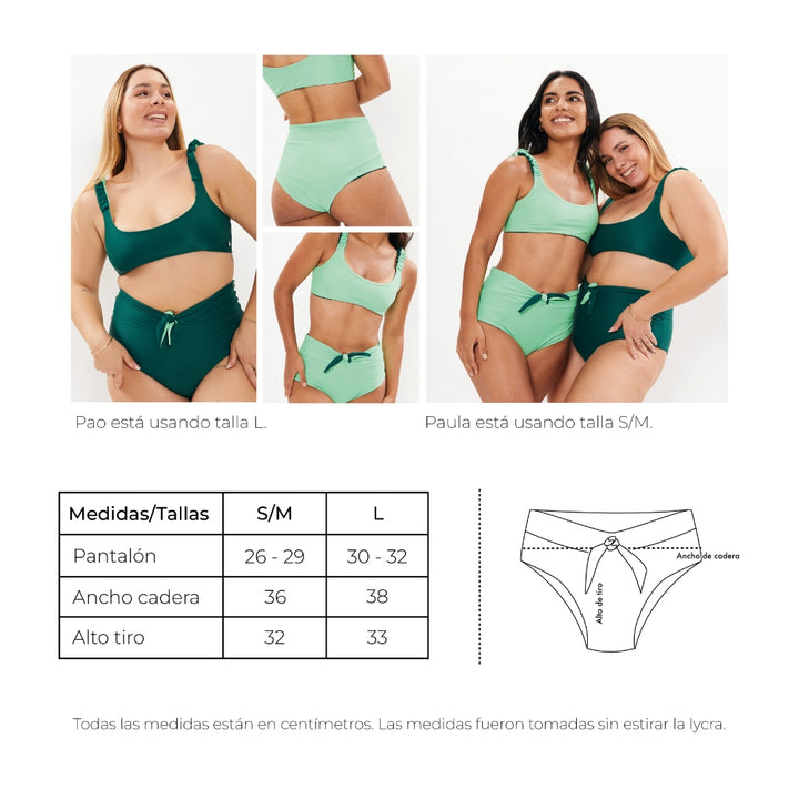 Braguita Máncora verde esmeralda reversible a menta neón