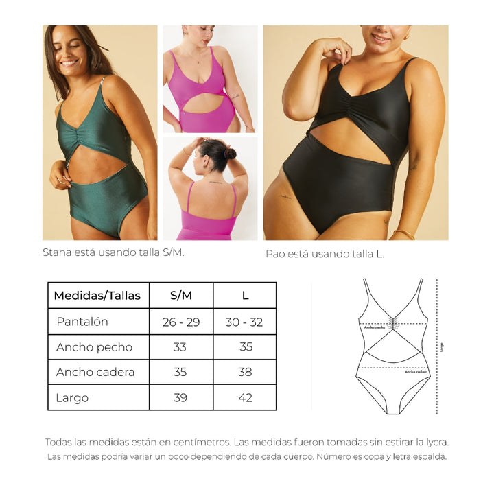 Bañador Mira Mar flores moradas reversible verde esmeralda