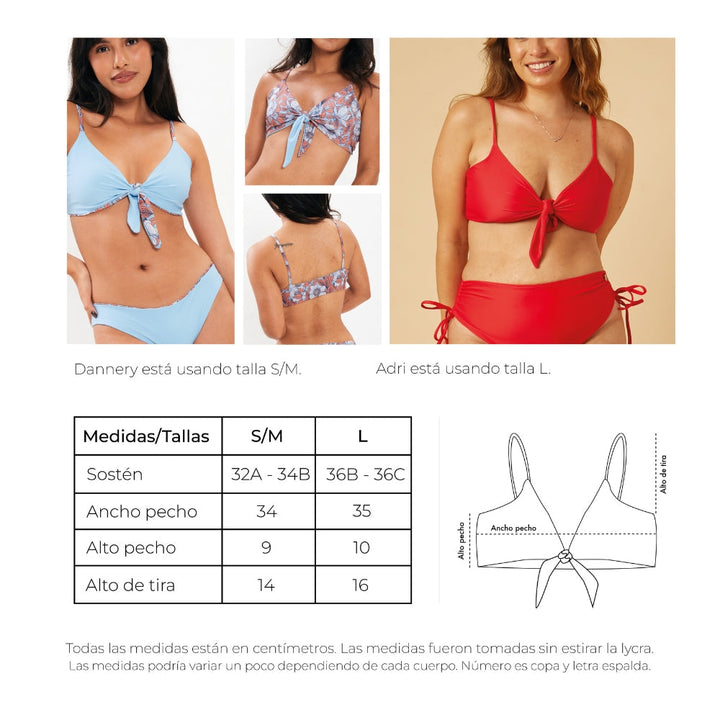 Top Santa María celeste print reversible a celeste satinado