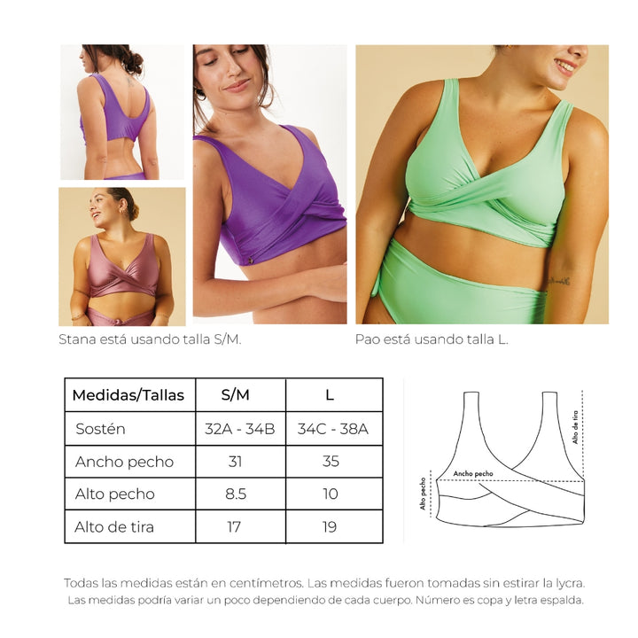 Top Saona flores celestes reversible a durazno