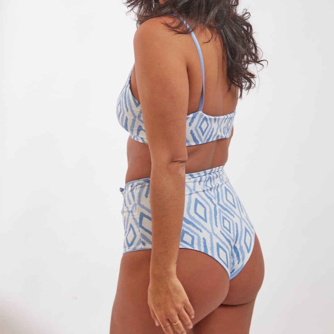 Bottom Máncora Celeste Print reversible a celeste satinado